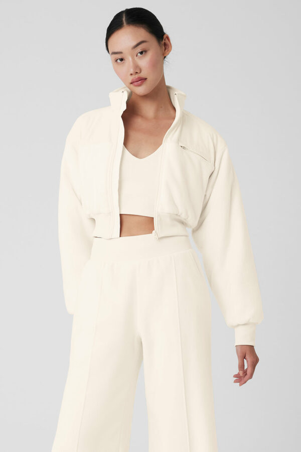 Alo Yoga | Polar Fleece Cropped Wintry Mix Jacket in Ivory White