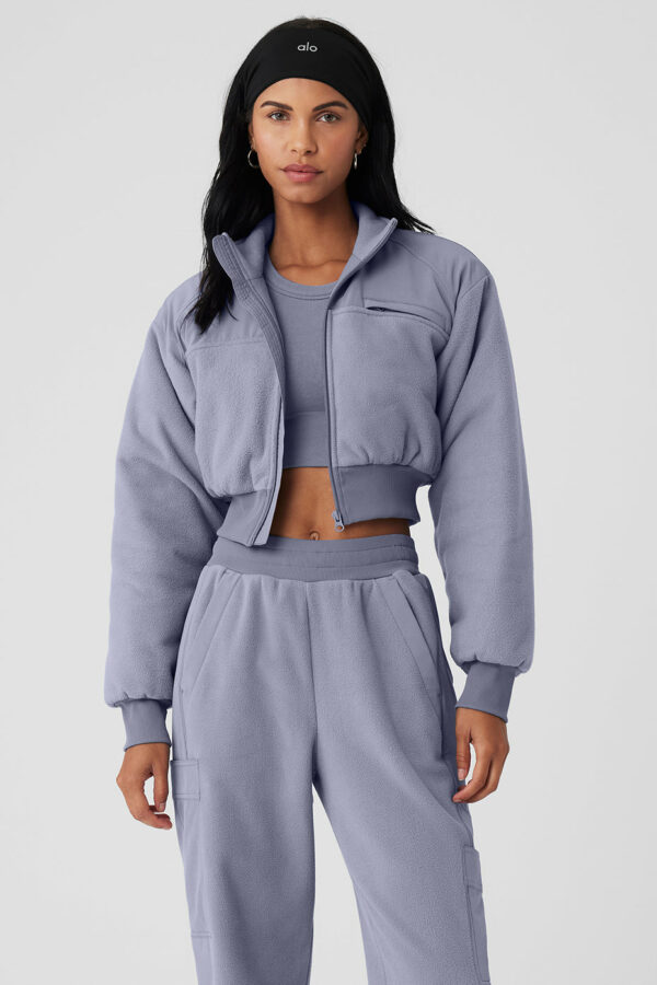 Alo Yoga | Polar Fleece Cropped Wintry Mix Jacket in Fog Grey