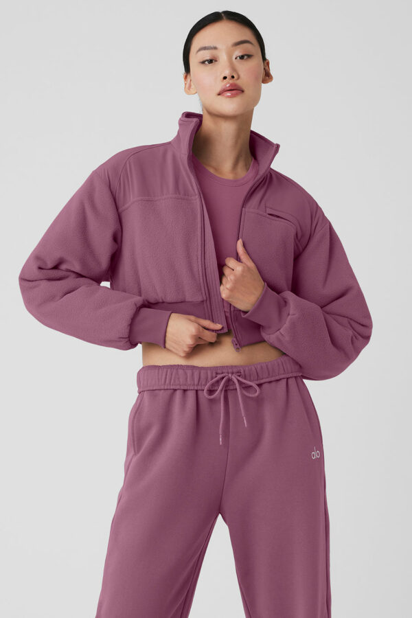 Alo Yoga | Polar Fleece Cropped Wintry Mix Jacket in Soft Mulberry Purple