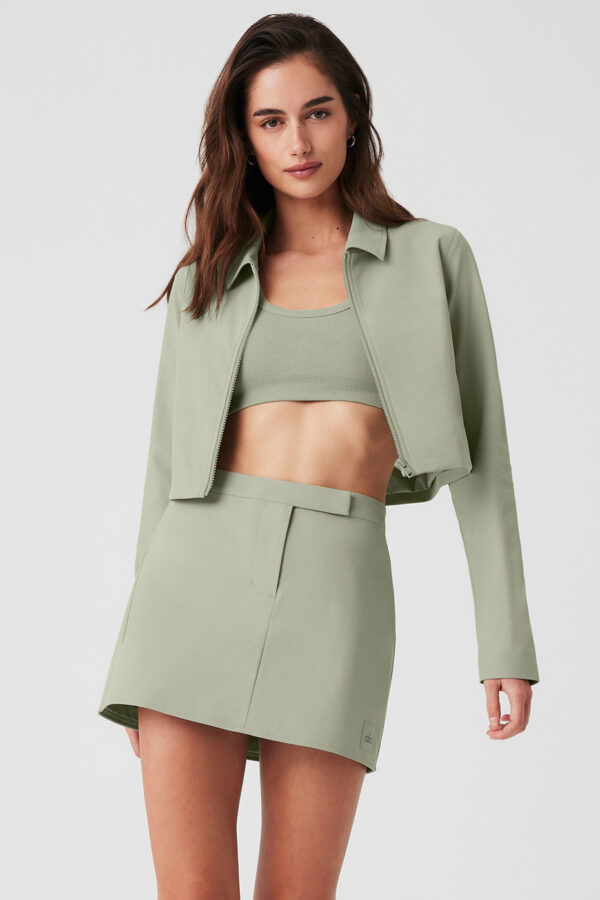 Alo Yoga | Cropped High Speed Jacket in Limestone Green