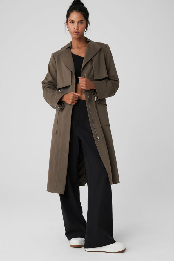 Alo Yoga | Formation Trench Coat in Olive Tree Brown