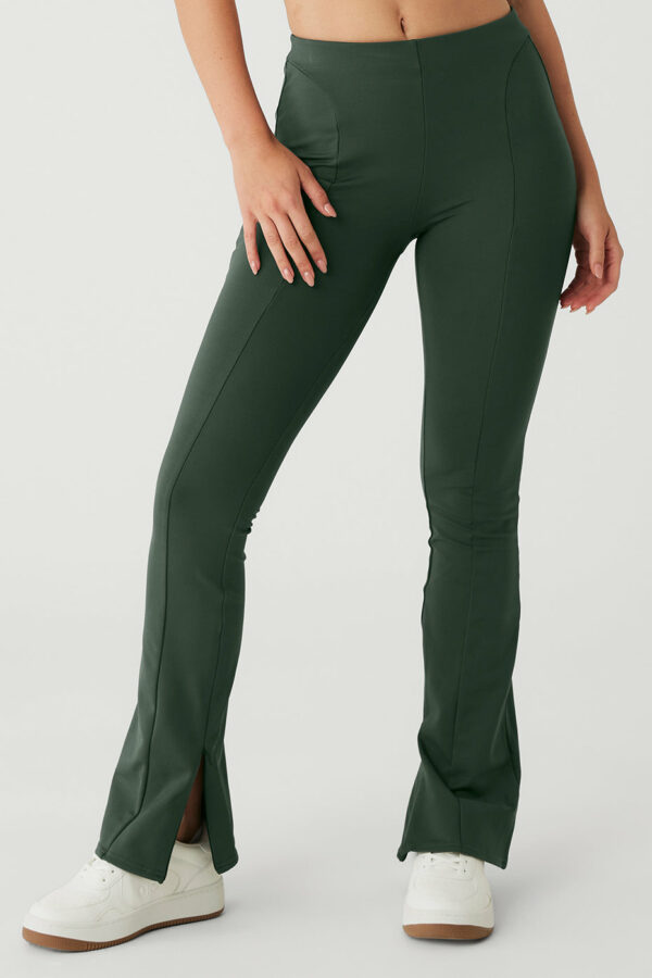 Alo Yoga | High-Waist Zip It Flare Legging in Dark Cactus Green