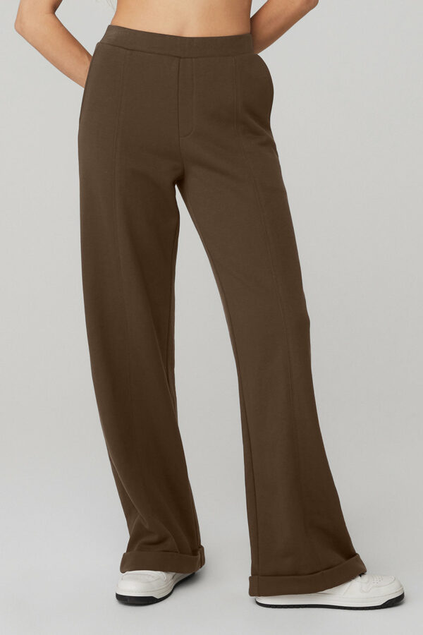 Alo Yoga | High-Waist Trouser Wide Leg Pants in Espresso Brown