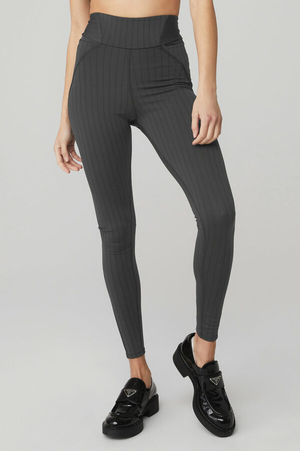 Alo Yoga | Pinstripe Jacquard Extreme High-Waist Legging in Anthracite Grey