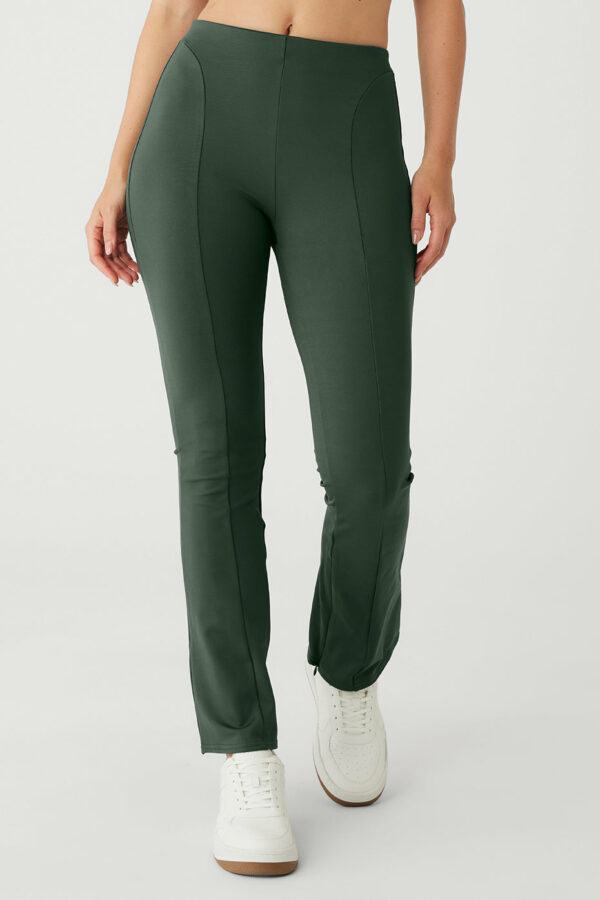 Alo Yoga | High-Waist 7/8 Zip It Flare Legging in Dark Cactus Green