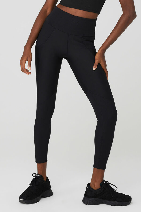 Alo Yoga | Ribbed Airlift High-Waist 7/8 Enchanted Legging in Black