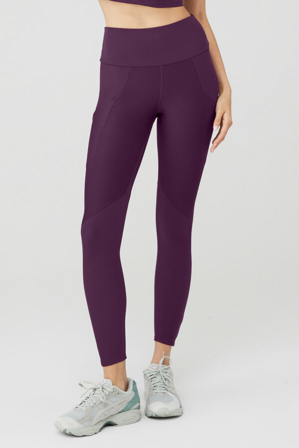 Alo Yoga | Ribbed Airlift High-Waist 7/8 Enchanted Legging in Dark Plum Purple