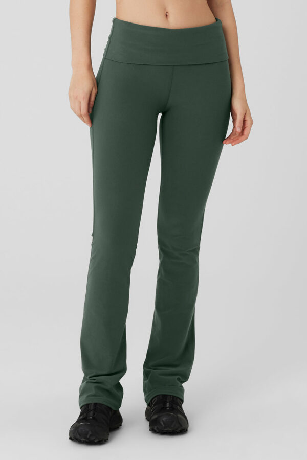 Alo Yoga | Alosoft Foldover Bootcut Legging in Dark Cactus Green