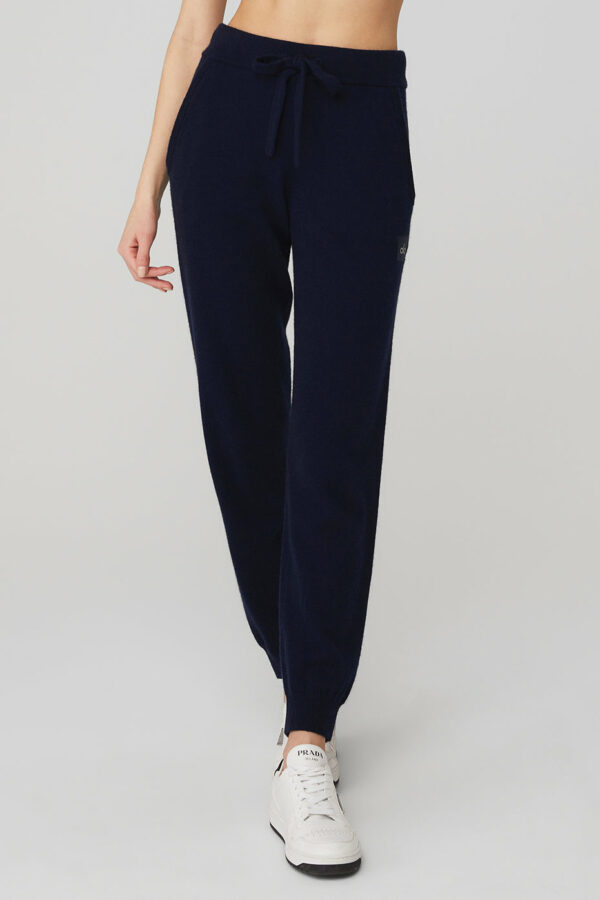 Alo Yoga | High-Waist Cashmere Jet Set Pants in Navy Blue