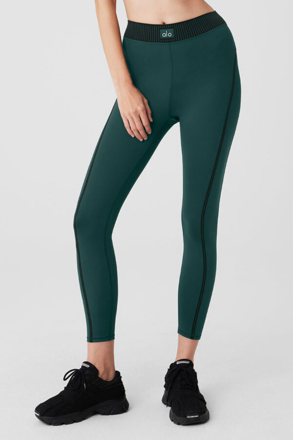 Alo Yoga | Airlift High-Waist 7/8 Line Up Legging in Midnight Green