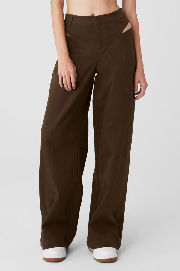 Alo Yoga | High-Waist Risk Taker Trouser in Espresso Brown