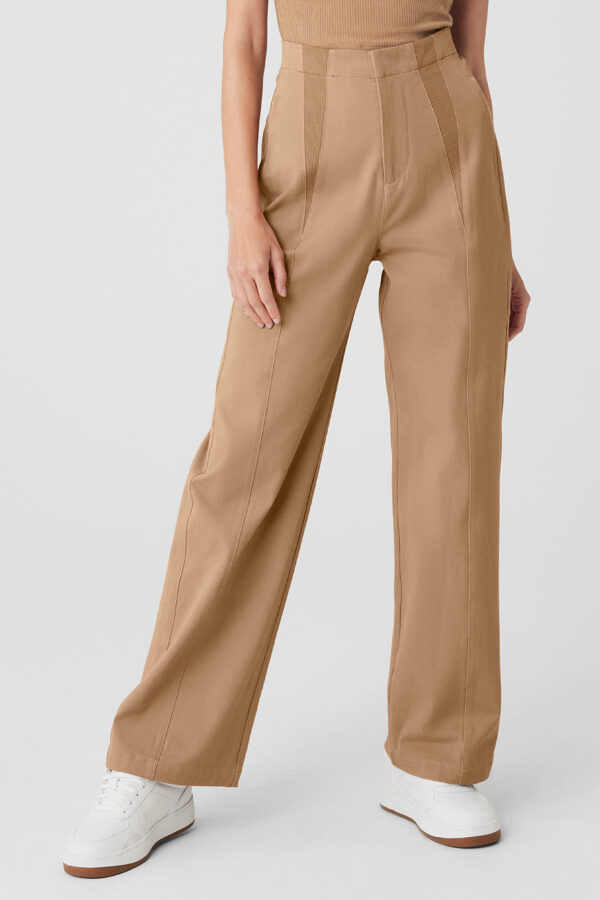 Alo Yoga | High-Waist On Point Moto Trouser in Toasted Almond Beige