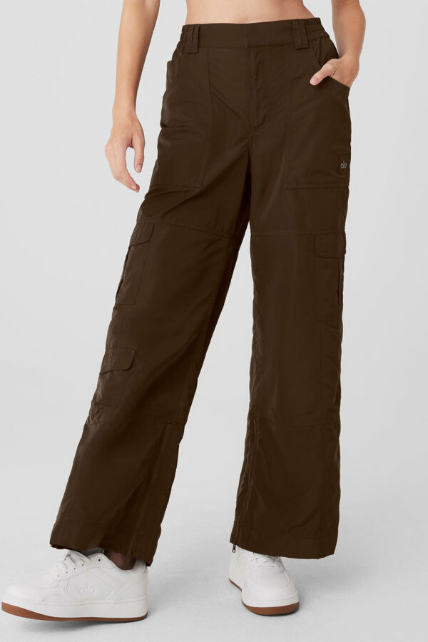 Alo Yoga | High-Waist Ski-Moto Puffer Pants in Espresso Brown