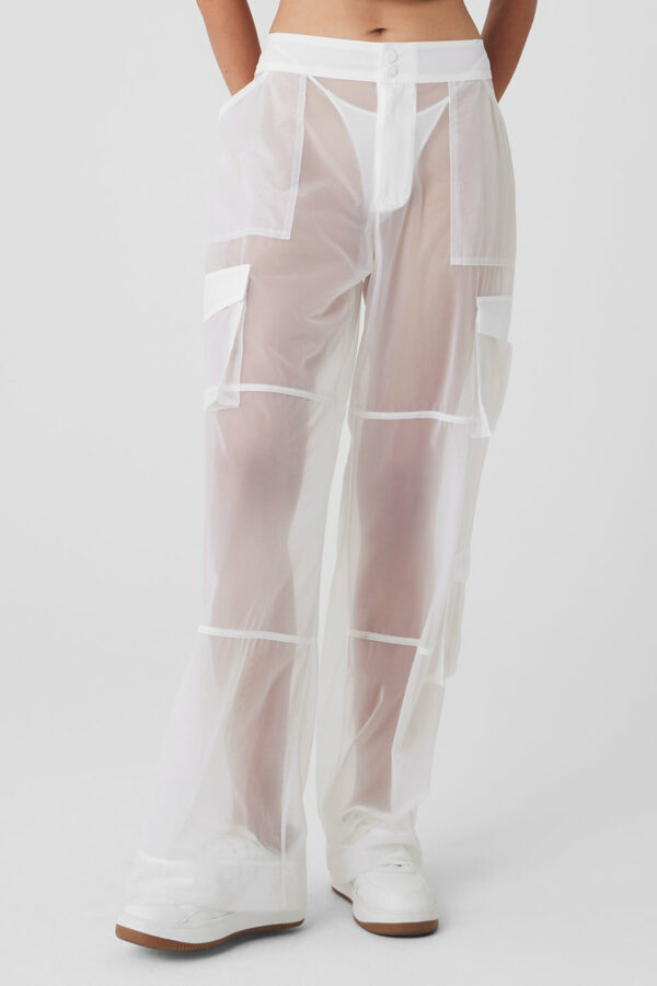 Alo Yoga | Sheer Effusion Cargo Wide Leg Trouser in White