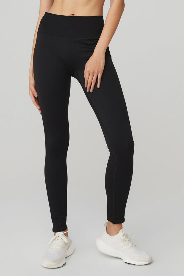 Alo Yoga | Seamless High-Waist Ribbed Legging in Black