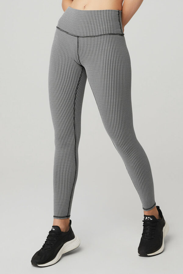 Alo Yoga | High-Waist Micro Houndstooth Legging in White