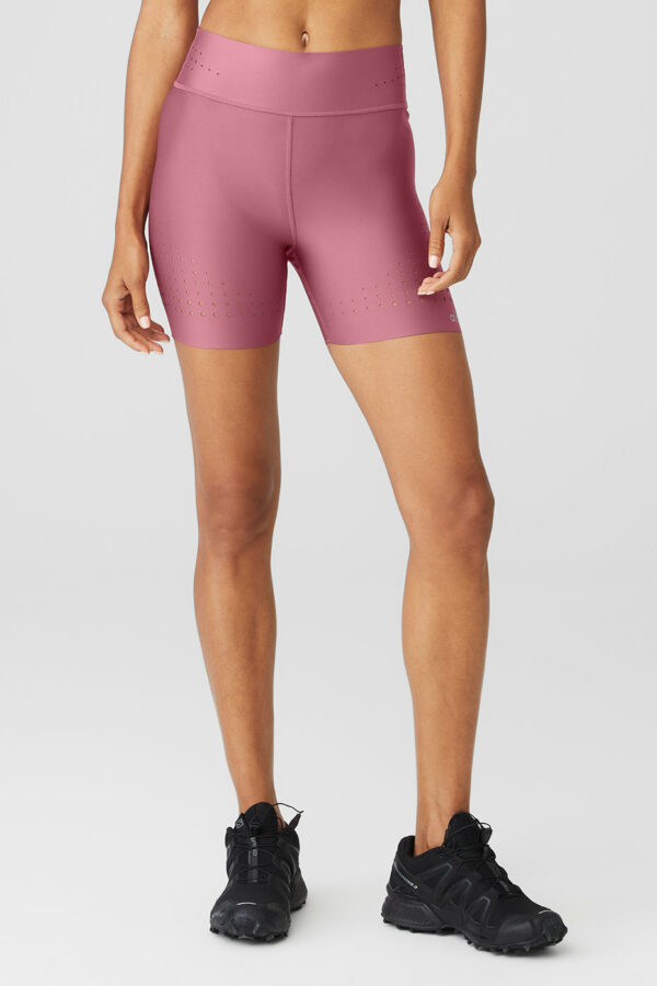 Alo Yoga | 5" Airlift High-Waist Laser Cut Speedy Short in Mars Clay Pink