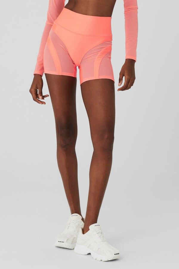 Alo Yoga | 5" Airlift Heat Wave Biker Short in Candy Orange Pink