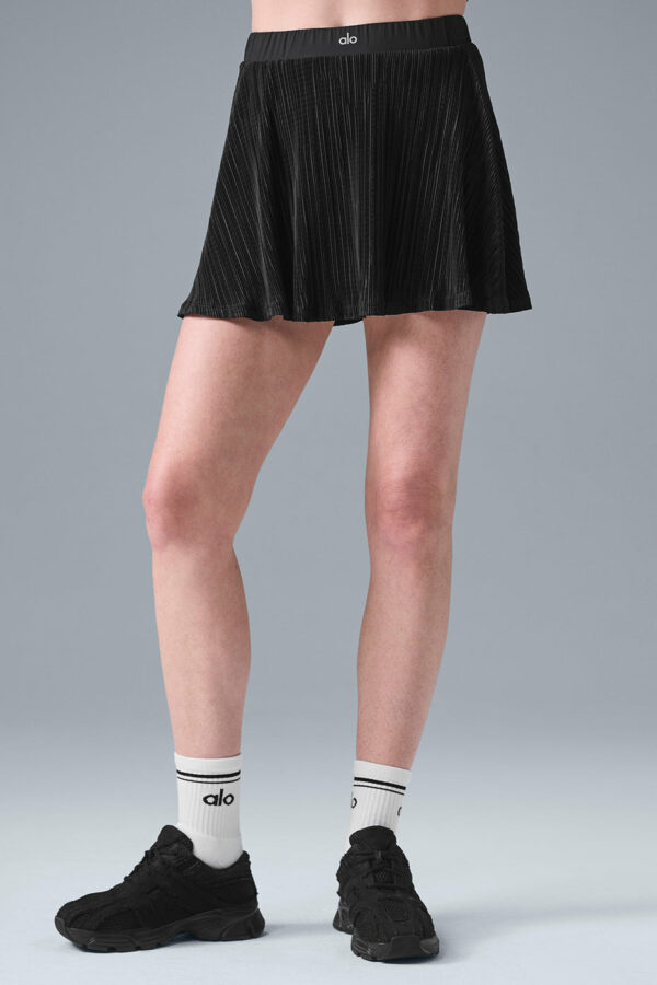 Alo Yoga | Micro Plisse Tennis Skirt in Black