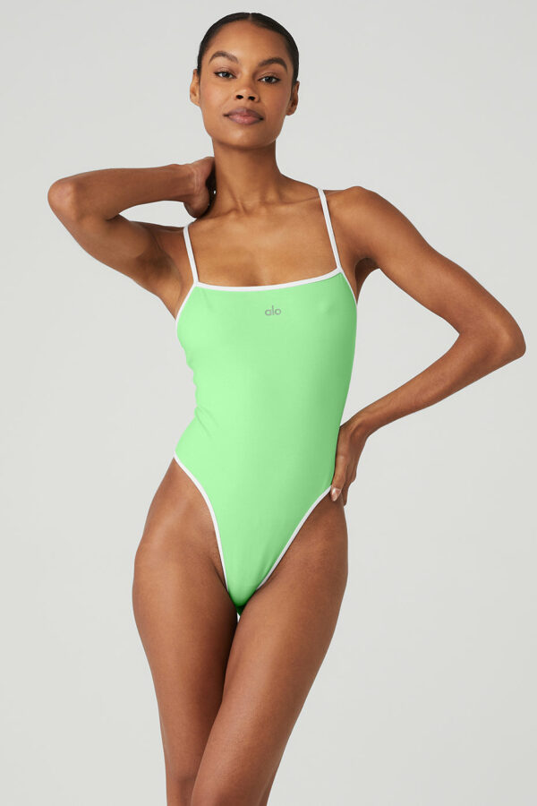 Alo Yoga | Ivy League Bodysuit in Ultramint/White Green