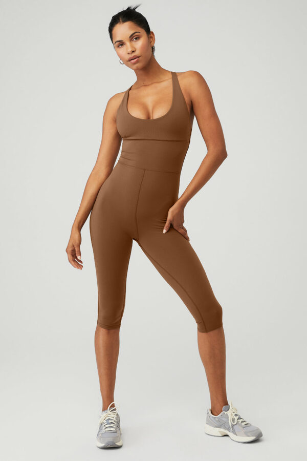 Alo Yoga | Airbrush Physique Onesie in Cinnamon Brown