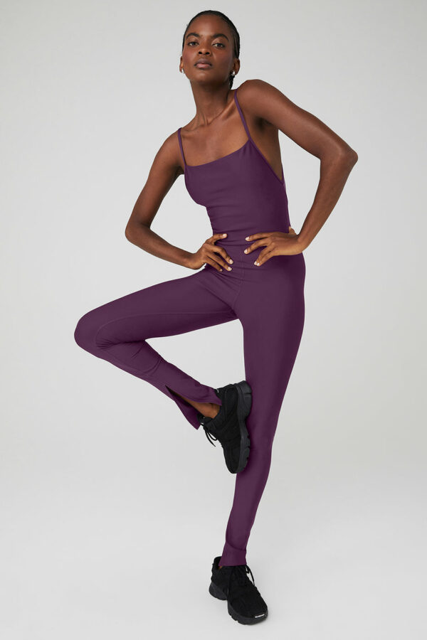 Alo Yoga | Airlift Disco Daze Onesie in Dark Plum Purple