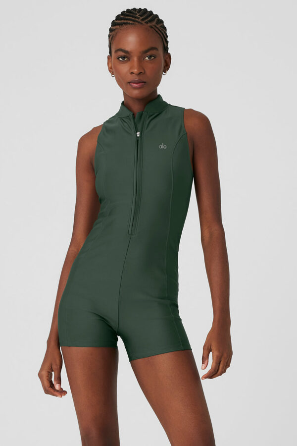 Alo Yoga | Airlift High Tide Onesie in Dark Cactus Green