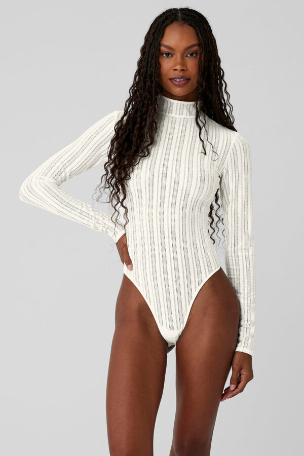 Alo Yoga | Euphoria Long Sleeve Bodysuit Top in Ivory White