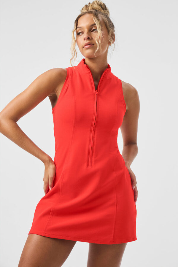 Alo Yoga | Alosoft Carefree 1/2 Zip Dress in Red Hot Summer