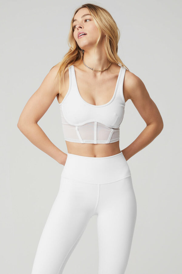 Alo Yoga | Airbrush Mesh Corset Tank Top in White