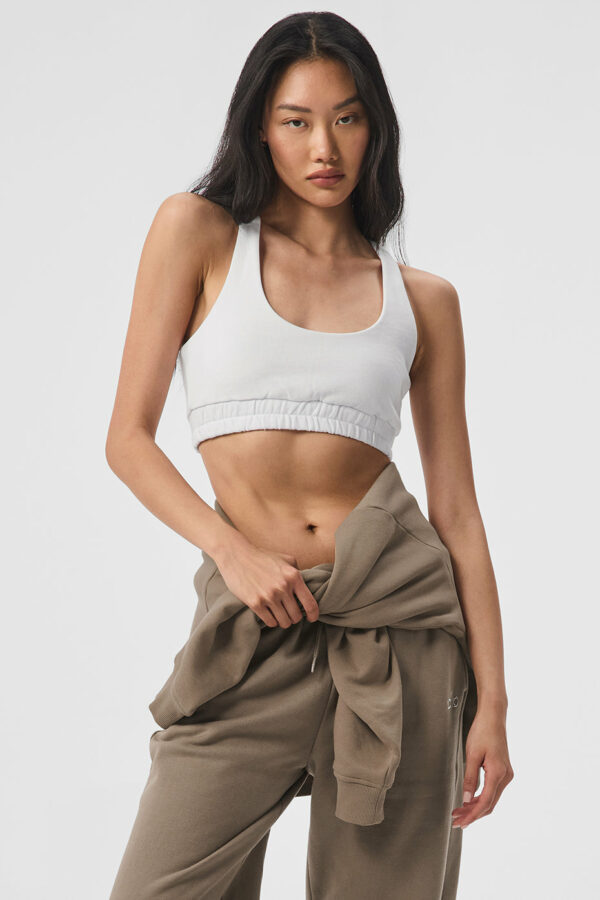 Alo Yoga | Scoop Neck Sweatshirt Bra in White