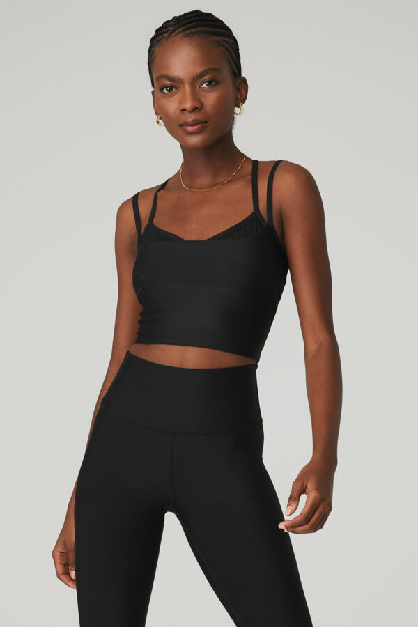 Alo Yoga | Airlift Double Check Bra Tank Top in Black