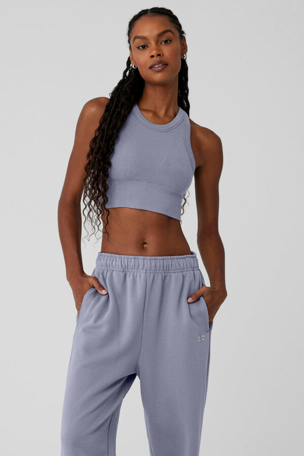 Alo Yoga | Seamless Delight High Neck Bra Tank Top in Fog Grey