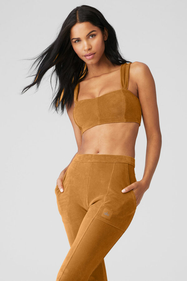 Alo Yoga | Micro Corduroy Winter Break Bra in Toffee Brown