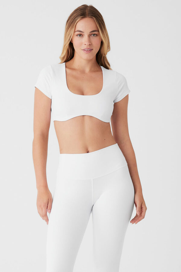 Alo Yoga | Airbrush Figure Short Sleeve Bra Top in White