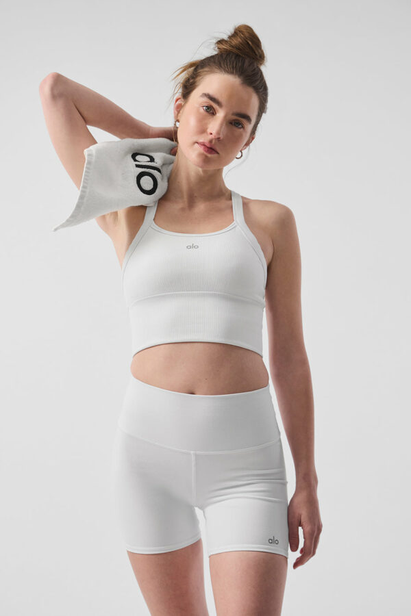 Alo Yoga | Seamless Ribbed Favorite Bra Tank Top in White