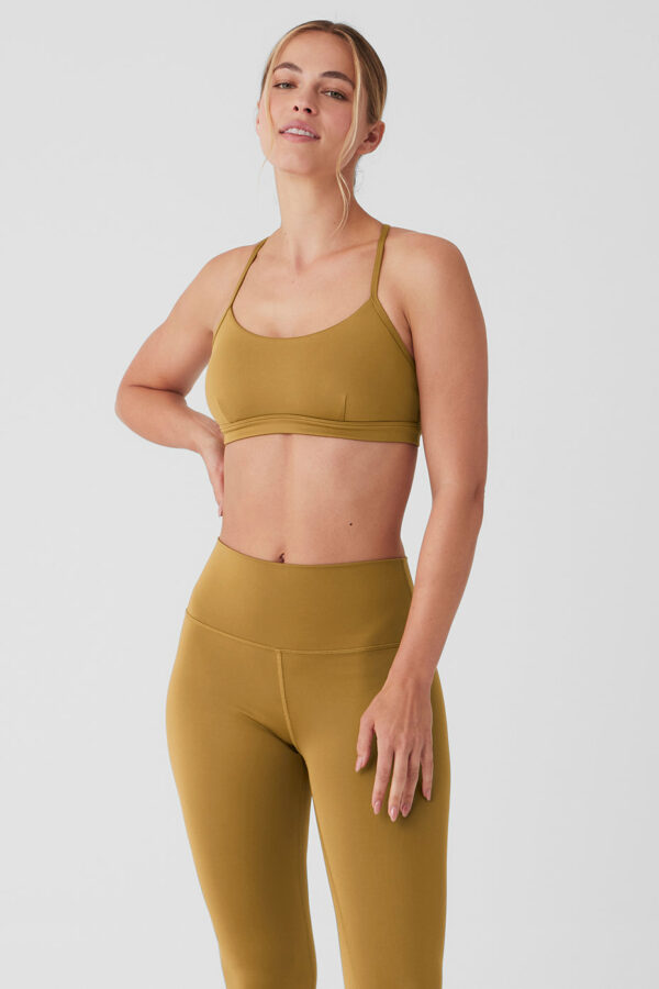 Alo Yoga | Airlift Intrigue Bra in Golden Olive Branch Yellow