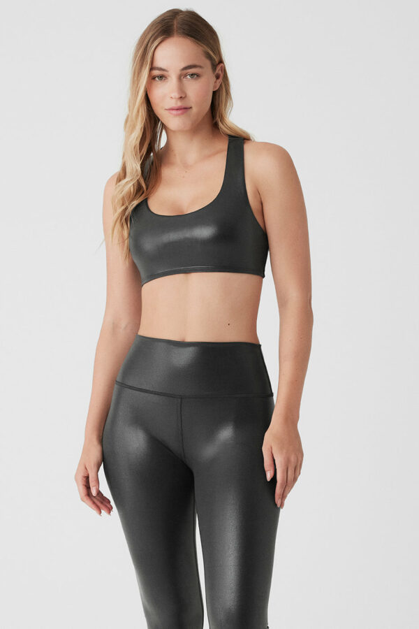 Alo Yoga | Foil Airlift Advantage Bra in Black Foil