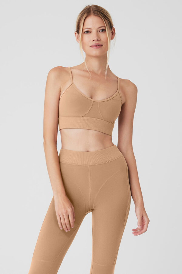 Alo Yoga | Alosoft Head Start Bra in Toasted Almond Beige