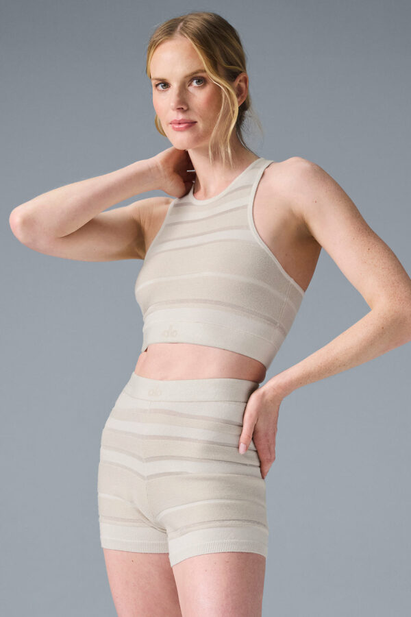 Alo Yoga | Sport Play Knit Bra Tank Top in Ivory/Alabaster White