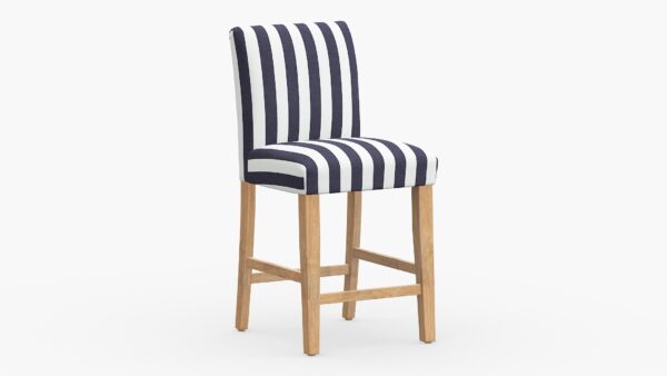 The Inside | Classic Dining Counter Stool | Requires Assembly|Natural | Navy Cabana Stripe