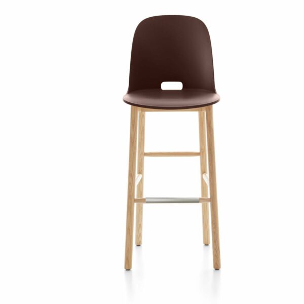 Emeco | Alfi High Back Barstool - Dark Brown / Ash