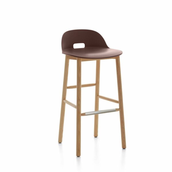 Emeco | Alfi Low Back Barstool - Dark Brown / Ash