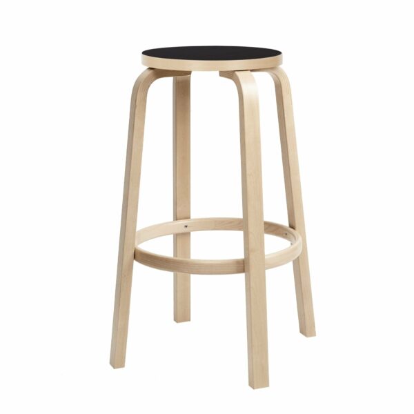 Artek | Alvar Aalto Bar Stool 64 - Bar 30" / Black Seat