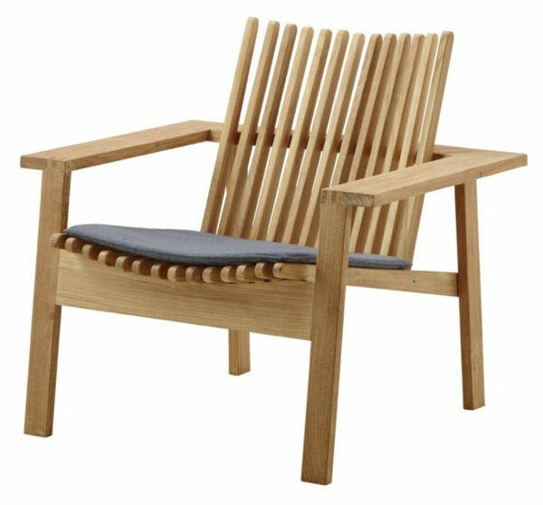 Cane Line | Amaze Teak Lounge Chair - Add QuickDry Grey Cushion