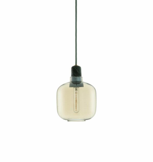 Normann Copenhagen | Amp Pendant Light - Small - Gold Glass/Green Marble Socket Housing/Green Cord / No Bulb