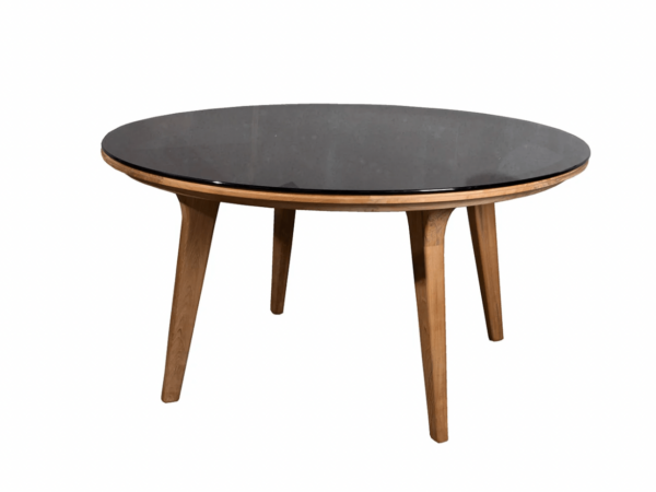 Cane Line | Aspect Teak Dining Table - Round - Clear Glass Smokey Black