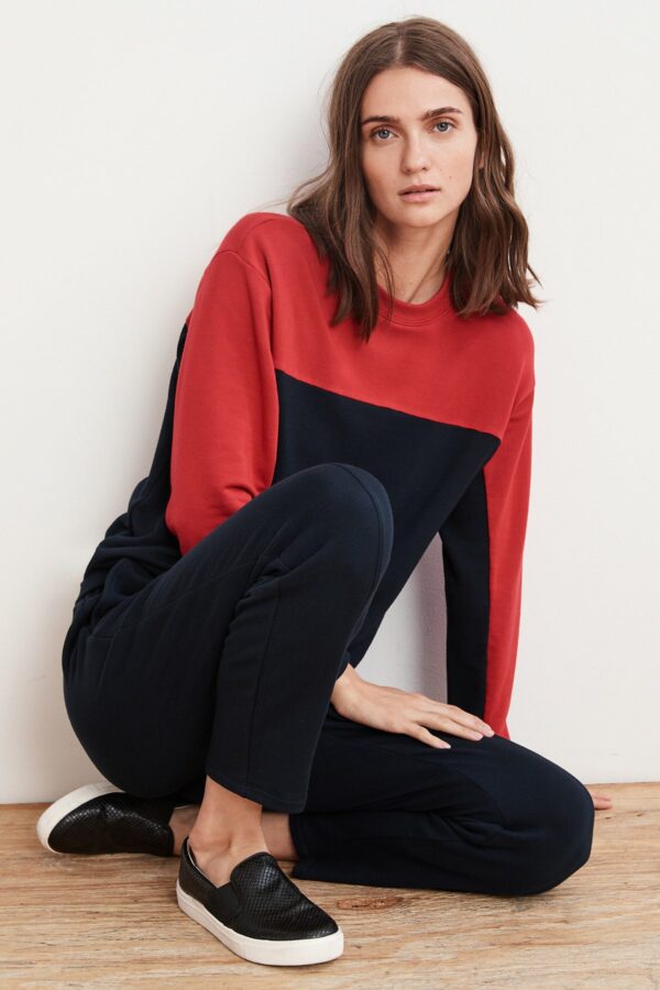 Velvet by Graham & Spencer | Stella Color Block Luxe Fleece Pullover (XL), Velvet by Graham & Spencer