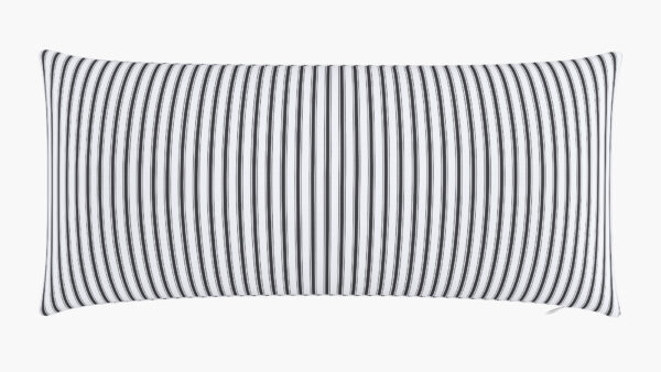 The Inside | Throw Pillow 14" x 30" | Black Classic Ticking Stripe | Feather Down