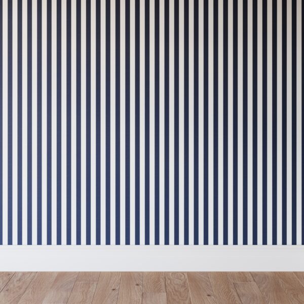 The Inside | Peel + Stick Wallpaper Roll | Navy Cabana Stripe